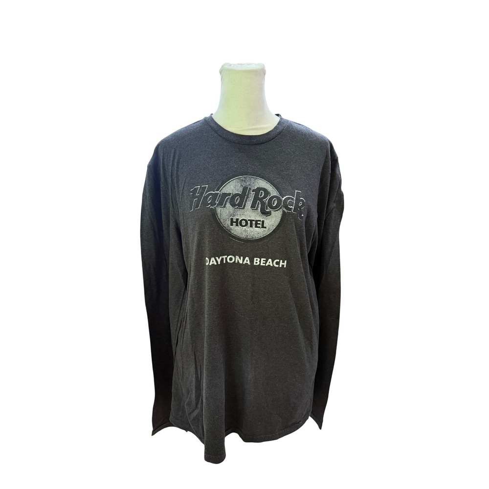 Hard Rock Hotel Daytona Beach Mens Long Sleeve Graphic T-Shirt Gray Medium